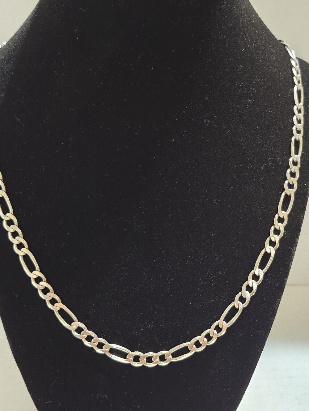 Vintage Italian Made 26 Inch Solid Sterling Silver Figaro Necklace 6mm